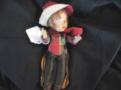 7.5'' ALL COMPOSITION COWBOY DOLL, CHAPS, ORIGINAL CLOTHES, SHOES